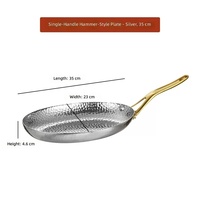 Assiette à dîner en acier inoxydable 304 avec poignée unique, assiette ovale de luxe martelée pour steak, pour restaurant