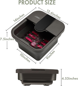 <span class=keywords><strong>Bain</strong></span> <span class=keywords><strong>de</strong></span> pieds pliable avec massage à bulles chauffantes, lumière rouge, huile <span class=keywords><strong>d</strong></span>'arbre à thé, sel <span class=keywords><strong>d</strong></span>'<span class=keywords><strong>Epsom</strong></span>, pierre ponce amovible, masseur pour les pieds - Product Image 4