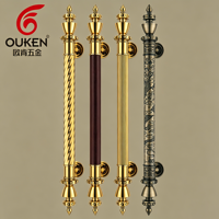 Manijas de Puerta de Latón Bronceado Mate Dorado, Manijas de Puerta Delantera de Latón Ornamentadas Clásicas de Lujo, Manijas de Puerta de Vidrio de Alta Gama para Hotel o Villa