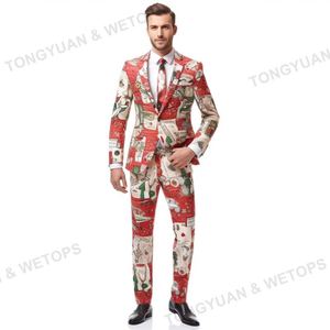 Design drôle Nouveaux costumes modernes de <span class=keywords><strong>Noël</strong></span> personnalisés pour hommes pour 3 pièces Slim Fit - Product Image 4