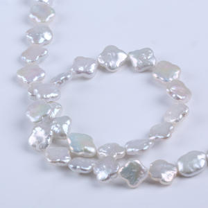 Cadena de Perlas de Agua Dulce Naturales Barrocas Sueltas en Forma de Trébol Blanco de 12-13 mm de Zhuji, Accesorio Semiterminado - Product Image 2