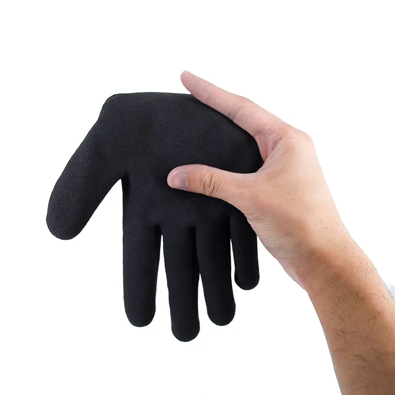 Guantes de construcción de arena con acabado de látex Recubrimiento de seguridad industrial Guantes de arena de látex