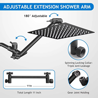 Systèmes de douche à main réglables pour salles de bains pluie Pomme de douche portable avec bras d'extension à finition brossée à l'eau basse pression