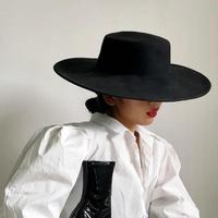 Chapeau Fedora Pork Pie en feutre noir et blanc à large bord pour femmes et hommes, style occidental, vente en gros
