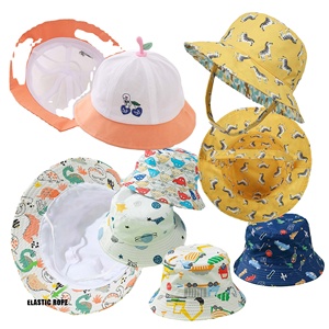 Casquette de pêche réversible en tissu recyclé avec logo personnalisé imprimé, pour enfants, bébés, plage, été, vente en gros - Product Image 2