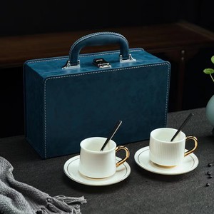 Juego de taza y platillo de café de alta calidad de jade gordo de cordero, taza de té de cerámica con cuchara, taza de té de oficina - Product Image 5