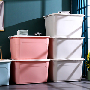 Grande capacità colorata scatola di immagazzinaggio in plastica mobile giocattoli per la casa <span class=keywords><strong>vestiti</strong></span> coperta portatile contenitore di plastica con coperchio - Product Image 3
