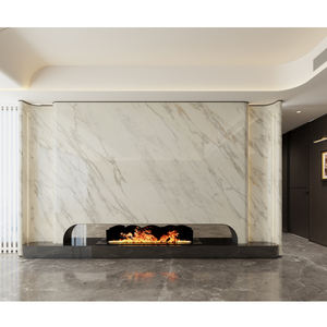 Losa de mármol blanco Calacatta de lujo brillante, Impresión de <span class=keywords><strong>Roma</strong></span>, patrón de red de oro marrón, losa de mármol para suelo de pared - Product Image 2