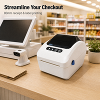 Imprimante thermique à plat pour reçus et étiquettes USB/203 DPI, monochrome, pour l'impression de codes-barres dans les points de vente et les restaurants