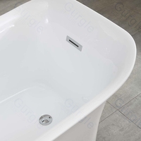 Baignoire autoportante en acrylique finition brillante Gurgle, surface polie anti-rayures, structure renforcée, fabricant