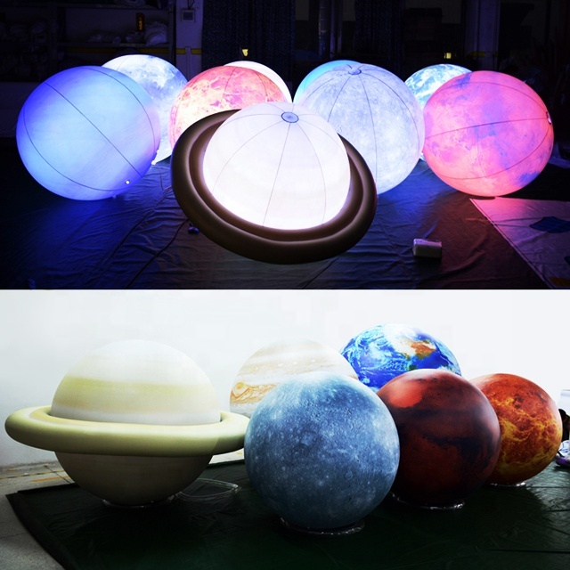 Système Solaire Gonflable – 11 Pièces – Lune 1 M – RVB – Pompe – Décoration Espace, école