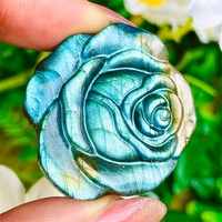 Nouvelle arrivée cristal naturel Labradorite sculptures bleu Labradorite Rose fleur sculpté à la main cristal fleurs pierres pour cadeaux