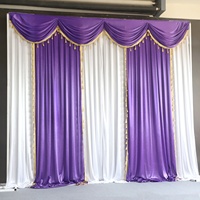Custom Church Curtains Backdrop Decoration Wedding Stage Drapery with Valance and Swag for Party Event Scene Decoration
