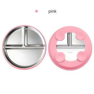 Plato de entrenamiento para bebés de acero inoxidable 304 duradero con base de succión fuerte para comer sin ensuciar, vajilla sin BPA - Product Image 1