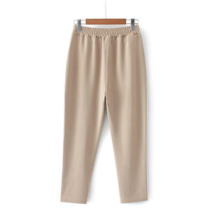 Pantaloni a Sigaretta Estivi Casual da Donna per Ufficio Abiti Formali Nero Cachi Elasticizzati a Vita Media Casual per Ufficio - Product Image 3