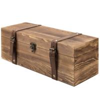 Porte-bouteille de vin unique en bois brun vintage sangles à boucle en similicuir loquet de verrouillage pour l'artisanat du bois boîtes en bois signes muraux