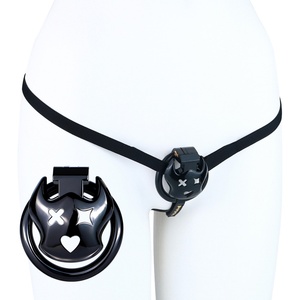 FRRK-329A Black Devil Cock Cage Strapon ABS Short Penis Device Durable BDSM <b>Toys</b> Discreet Chastity Cage <b>for</b> Couples Power Play - Product Image 1