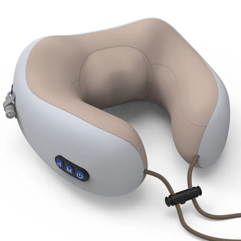 Almohada eléctrica multifunción con forma de U para terapia magnética, masajeador con vibración para cuello, cintura, hombros y cuello