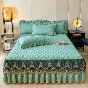 ODM/OEM Luxury Modern 3-Piece Bedskirt <strong>Set</strong> ODM/OEM Matching Curtains King Size Lace <strong>Ruffle</strong> Polyester Bedding <strong>Set</strong> - Product Image 3