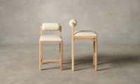 Tabouret de bar moderne en bois massif, style nordique, luxe léger, hauteur fixe, chaise de salle à manger en tissu pour îlot de cuisine, appartement, villa