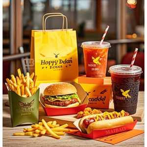 Hamburger <span class=keywords><strong>Burger</strong></span> Schnellimbiss-Papierbehälter Fried Chicken Wing-Verpackungsbox, einweg-Schnellimbiss-Papierbehälter Box zum mitnehmen - Product Image 2