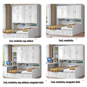 سرير حصير متكامل متعدد الوظائف خزانة خشبية شقق صغيرة أثاث غرفة نوم سرير أطفال مجموعة تخزين منزلية - Product Image 5