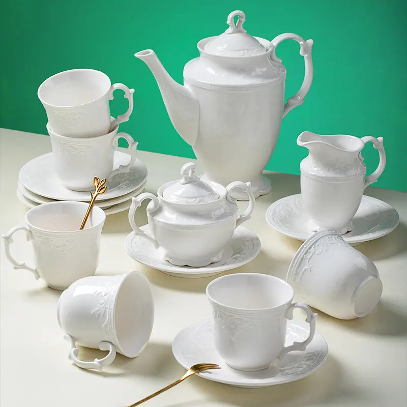 Hot sale ethiopian ceramic pot best home porcelain tea cup coffee set with gift box