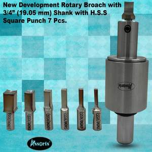 Juego de Brocas Rotatorias de Desarrollo Reciente, Métrico, Vástago Recto de 3/4\", 7 Piezas, Punzones Cuadrados HSS, Tamaños Métricos Surtidos, ARB-075-H7M - Product Image 6