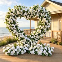 Arche de fleurs artificielles en forme de mini-cœur rose pour décoration de mariage, événements et toile de fond