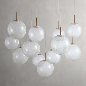 Nordic moderno elegante lampadario in vetro Crackle soffiato a mano lampadario a LED integrato per la decorazione della casa soggiorno sala da pranzo - Product Image 2