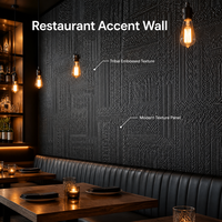 En stock, panneau mural en MDF sculpté CNC, relief géométrique, noir, relief 3D, panneau décoratif en bois, découpable, revêtement mural intérieur