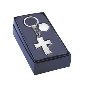 Porte-clés croix style vintage avec jeton en alliage, logo personnalisé, porte-clés en métal en forme de cœur, mousqueton tendance, cadeau - Product Image 2