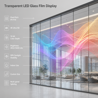 Film LED transparent P4-P16, adhésif, flexible, haute luminosité, écran en film LED pour vitrine de magasin, vente au détail