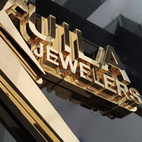 Enseigne lumineuse LED personnalisée en lettres 3D pour devanture de magasin, lettres en relief dorées, signalétique de magasin, lettres rétroéclairées en métal miroir pour entreprises