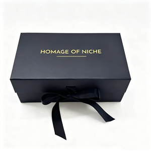 علب فاخرة سوداء صلبة قابلة للطي بشعار مخصص وإغلاق مغناطيسي، صناديق هدايا ممتازة للأحذية، وعلب تغليف للملابس - Product Image 3