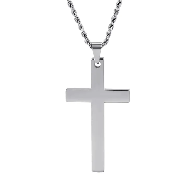Hip Hop croix pendentif collier couleur argent collier pendentif croix pour garçons hommes