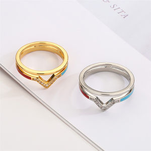 RAKOL RP5221 New Design Fashion <b>Jewelry</b> Real 18k Gold Plated Cubic Zircon Diamond Double <b>Wave</b> Ring Gifts for Women 2025 - Product Image 4