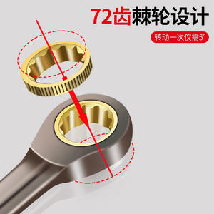 Clé à cliquet à double extrémité à 72 dents, 6-32 mm, à double usage, nickel noir, à dégagement rapide, réglable sans effort, avec emballage en boîte - Product Image 4