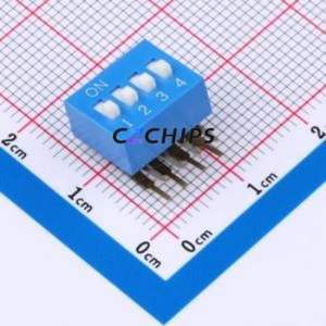DA-04BP DIP Switch Through hole Component (THT) Switch ( Number of Switch Sections: 4 )( Lead Spacing: 2.54mm )( Color: Blue ) - Product Image 1