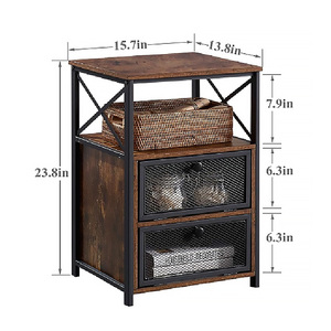 Mesita de noche X-Design de estilo moderno personalizado, mesa auxiliar de cajón abatible de Metal de madera resistente para dormitorio, oficina, muebles para el hogar, OEM y ODM - Product Image 3