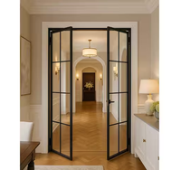 Puerta Francesa de Hierro, Diseño Clásico Directo de Fábrica, Insonorizada, con Doble Vidrio, Puerta Exterior para Patio