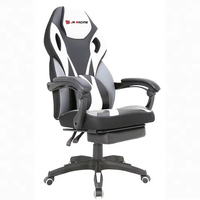 Chaise de jeu PC ergonomique pivotante en cuir PU noir, réglable en hauteur avec vérin à gaz 3 positions, design moderne et repose-pieds – Vente en gros à prix réduit