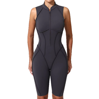 Mono de Yoga para Mujer, Compresión, Sin Mangas, Elástico, Mallas de Fitness de Secado Rápido, Transpirable, Diseño con Cremallera Trasera, Mallas Deportivas
