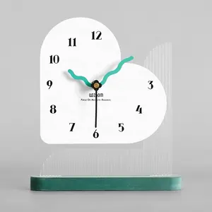 Wozoom Hiện Đại Hình Trái Tim Tùy Chỉnh Sang Trọng Bàn Bảng Đồng Hồ Nghệ Thuật Bảng Đồng Hồ <span class=keywords><strong>Acrylic</strong></span> Thủ Công Mỹ Nghệ Đồng Hồ Cho Nhà Văn Phòng Trang Trí Nội Thất - Product Image 1