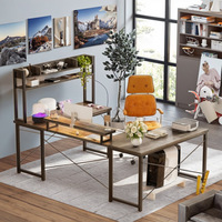 Bureau d'ordinateur multifonctionnel en forme de U et réversible en forme de L avec poignée Table de jeu décontractée
