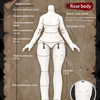 Corps de poupée BJD Rose 13,5 cm 1/12, sculpté en relief, corps féminin multi-articulé, poupée nue compatible avec les articulations sphériques