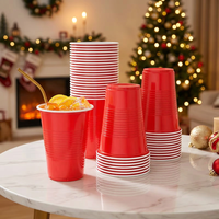 Gobelets de fête jetables en plastique rouge Hongda HD-500 avec logo personnalisé et design bicolore