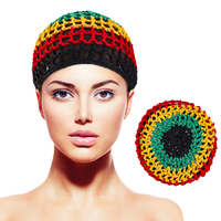 Jamaican Reggae Rasta Crochet Hair Net Mesh Cap Knit Snood Hat Grueso Corto Mujeres Hairnet Snoods Cover Ornament