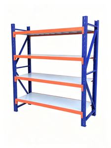 Scaffale a 3-4 Ripiani con Altezza Regolabile, Facile Installazione, in Acciaio Arancione <span class=keywords><strong>e</strong></span> Blu per Uso in Magazzino - Product Image 2