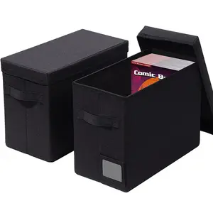 Caja de almacenamiento de cómic apilable y plegable, tela de alta calidad con cubierta adecuada para la Oficina